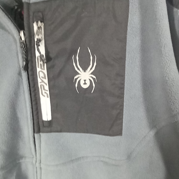 Spyder Charcoal Gray Black Colorblock Fleece Full-zip Jacket Size XL - Picture 3 of 9